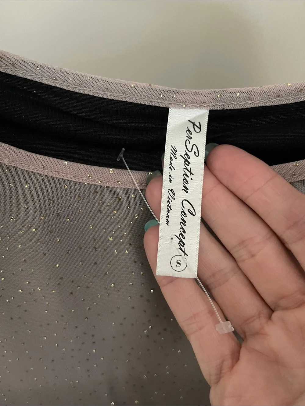 Perseption Pink-to-Black Ombre Sparkle Poncho Top
